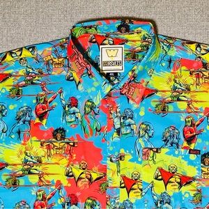 RSVLTS x WWE Kunuflex Hulk Hogan Ultimate Warrior Men’s 4XL Button Front Shirt